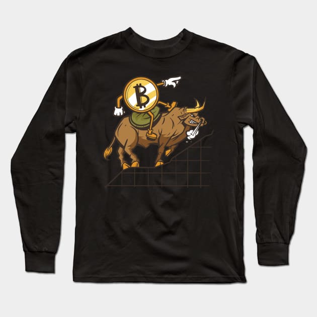 Funny Bitcoin Bull BTC Crypto Long Sleeve T-Shirt by BitcoinSweatshirts